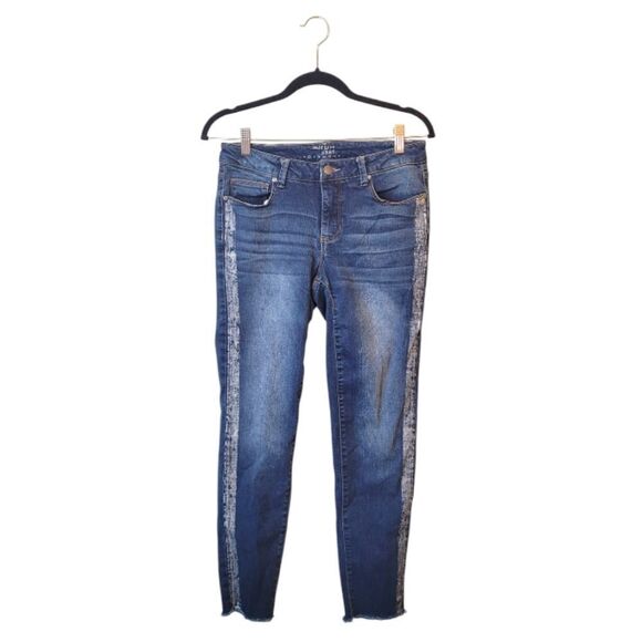 Ruff Hewn Grey Dark Wash Denim Racing Stripe Jeans - Picture 1 of 5
